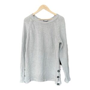 H&M Grey Chunky Knit Crewneck Sweater with Button Detail - Size XL